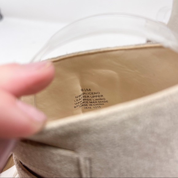 Nine West Galiceno Double Ankle Strap Sandals Genuine Suede Taupe Block Heels - Picture 7 of 10